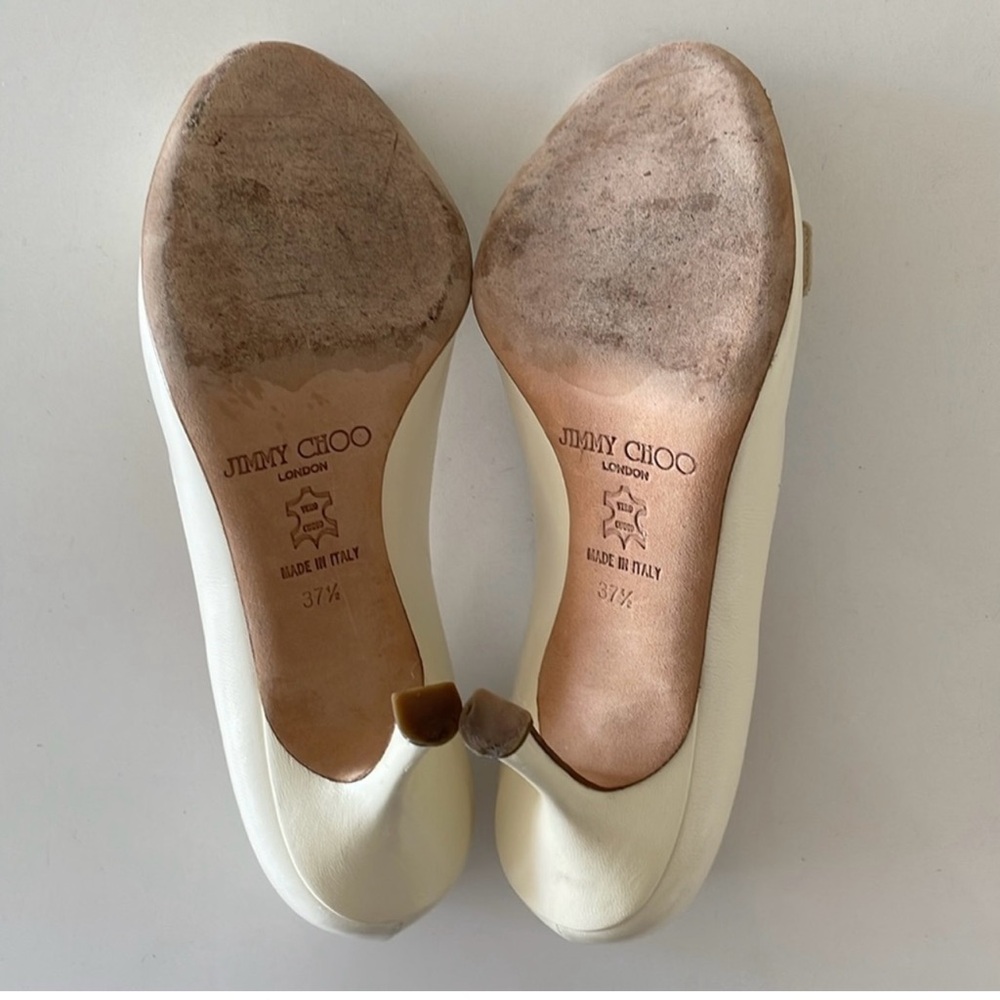 Jimmy Choo Cream Peep Toe Heels - Picture 6 of 8